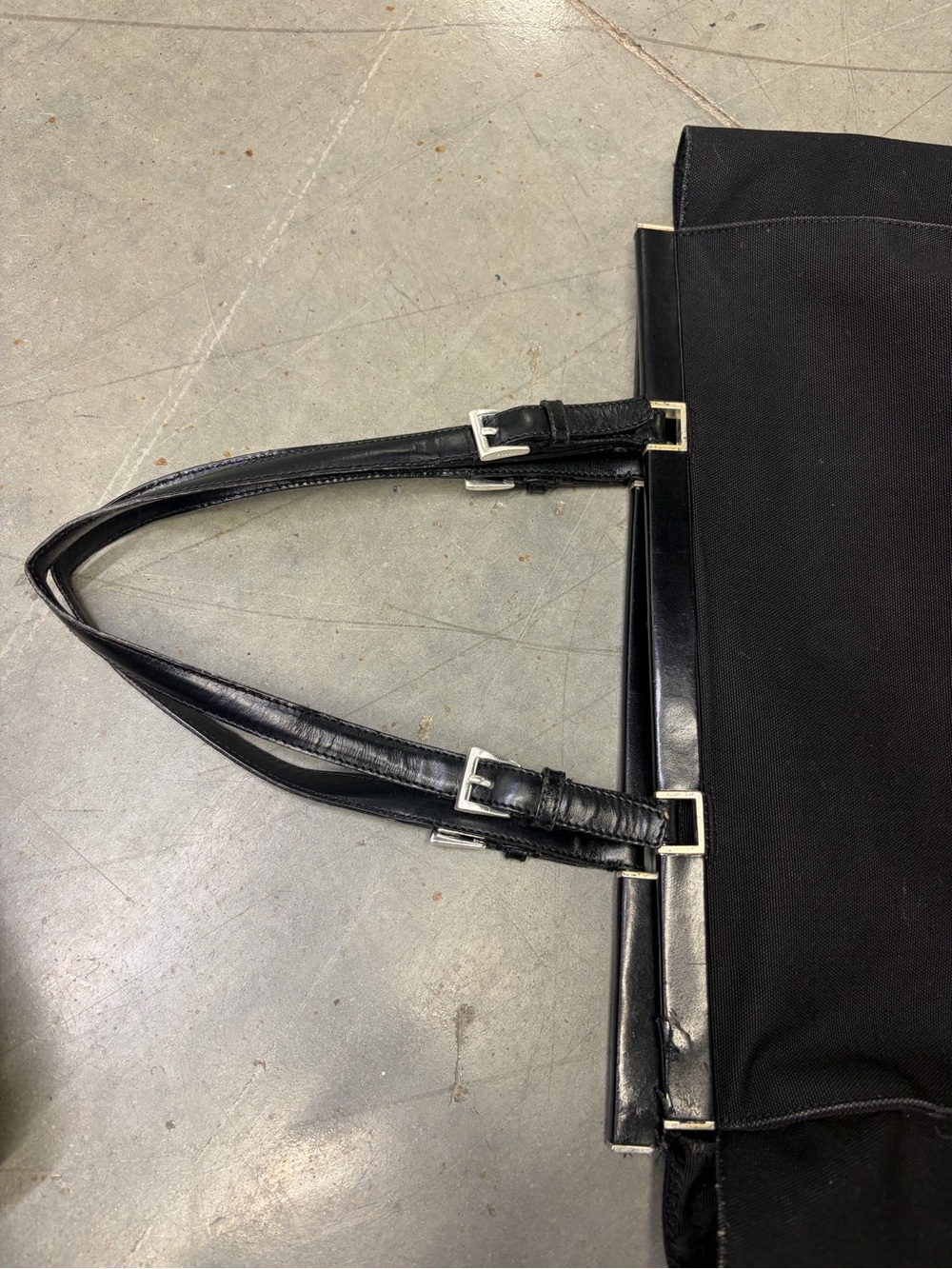 VINTAGE PRADA BLACK TESSUTO NYLON LARGE TOTE BAG SILVER HARDWARE